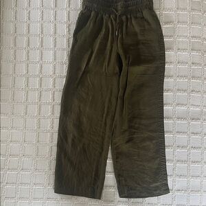 Quince Olive Green Wide-Leg Elastic Waist Pants